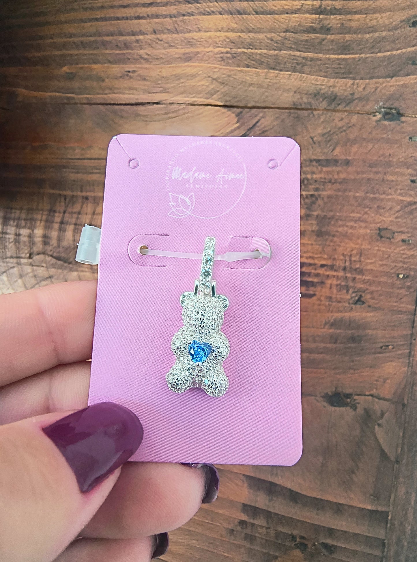 Pingente urso em zircônia Prata 925