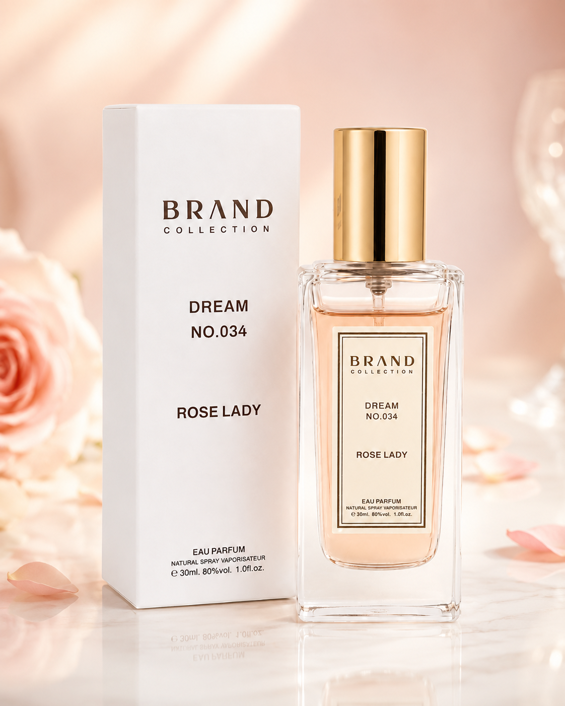 Perfume Feminino Brand Collection Dream Nº 034 Rose Lady Eau de Parfum 30ml – Inspirado no 212 VIP Rosé
