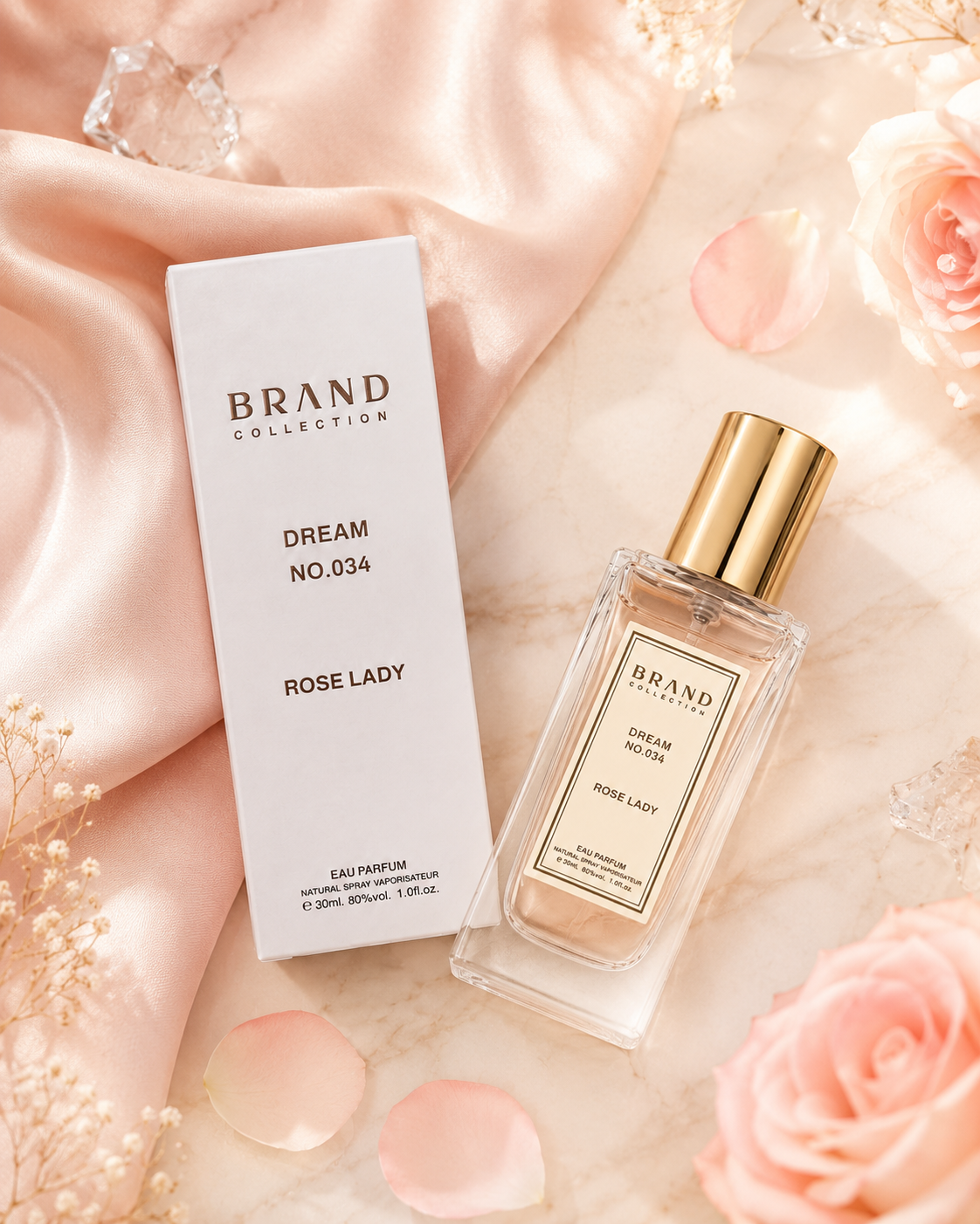 Perfume Feminino Brand Collection Dream Nº 034 Rose Lady Eau de Parfum 30ml – Inspirado no 212 VIP Rosé